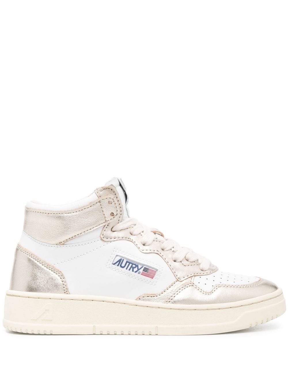Panelled White Leather Sneakers