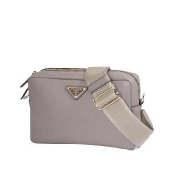 Rectangular Leather Clutch with Triangular Logo Plaque and Dual Zippered Compartments