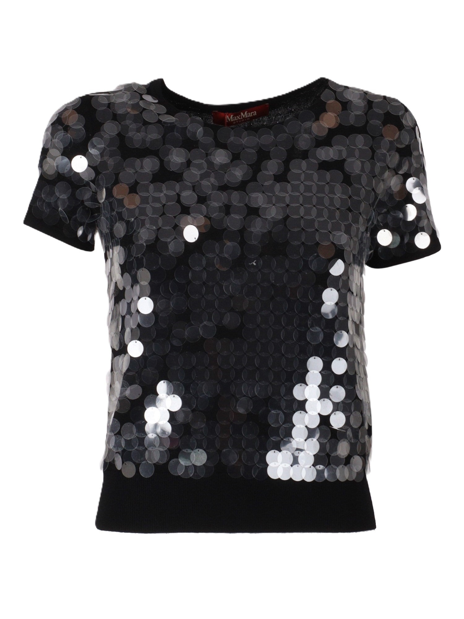 Timeless Black Knit Top With Sequined Front