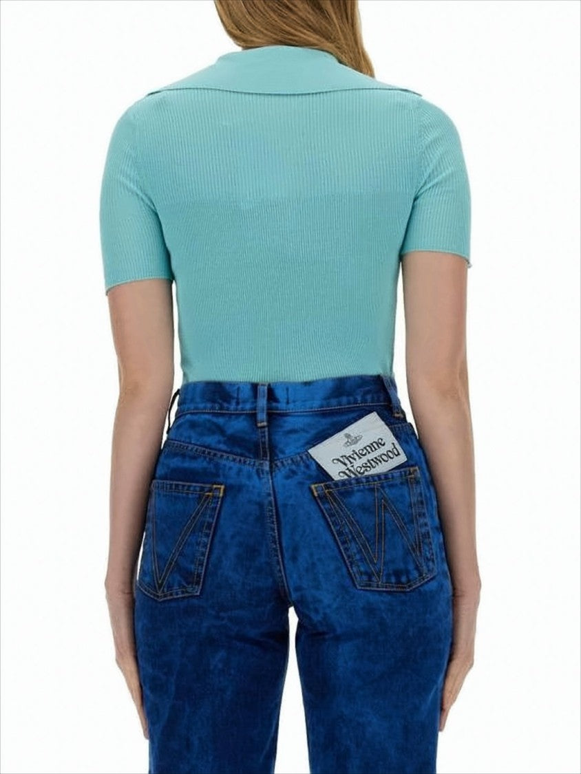 Fitted Deep V-Neck Sweater with Ribbed Texture