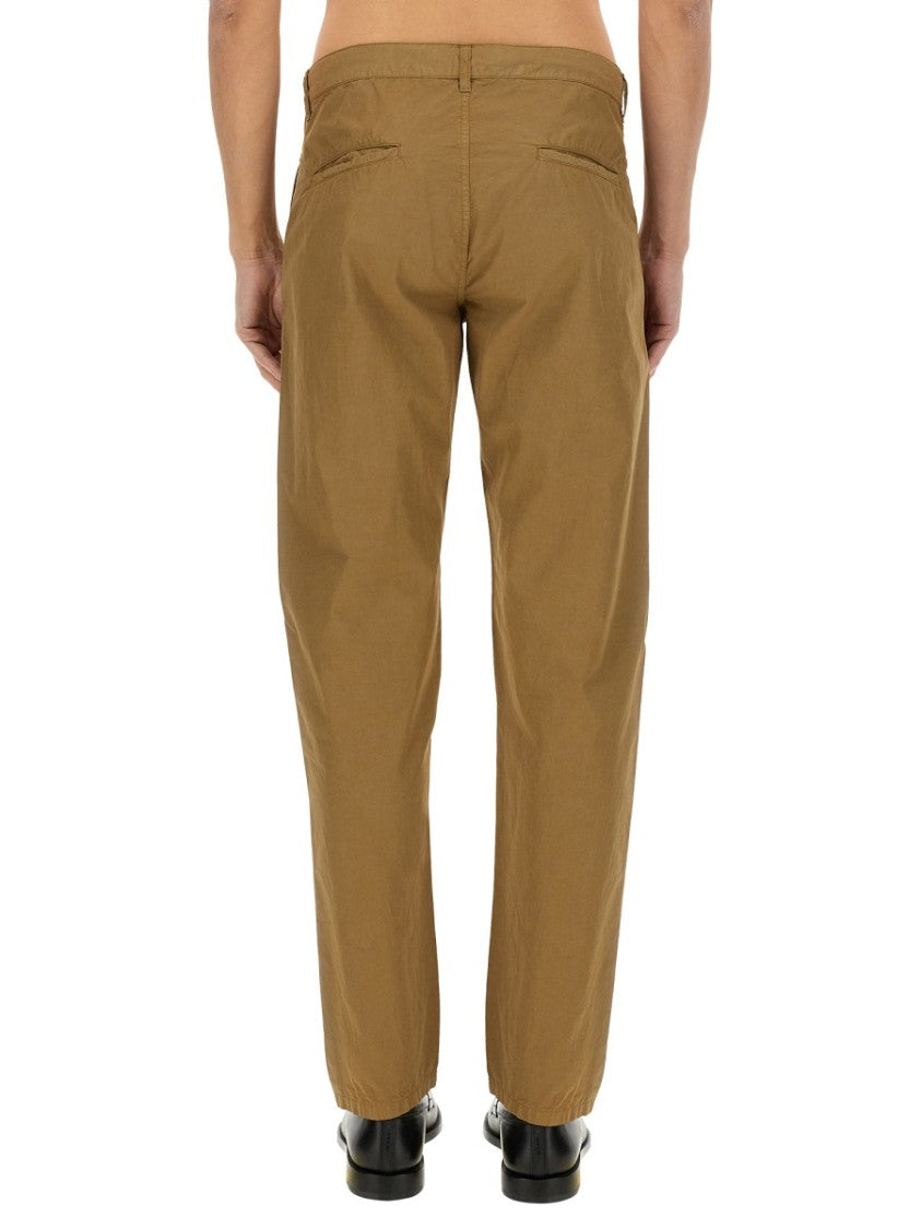Relaxed-Fit Brown Chino Pants With Subtle Sheen