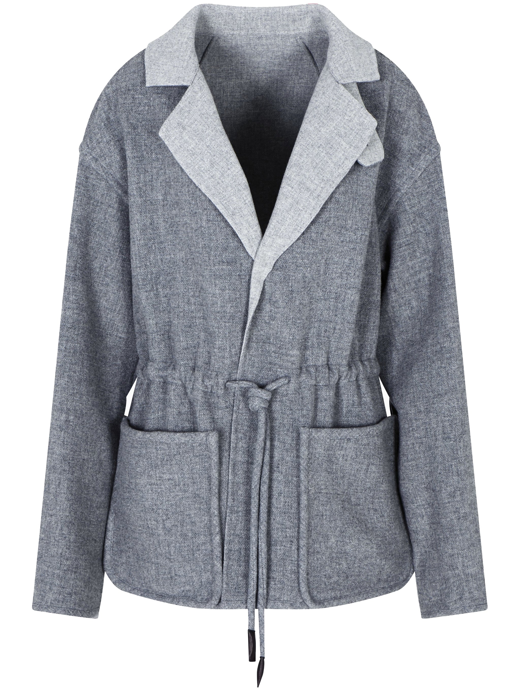 Textured Grey Wool Relaxed Fit Blazer