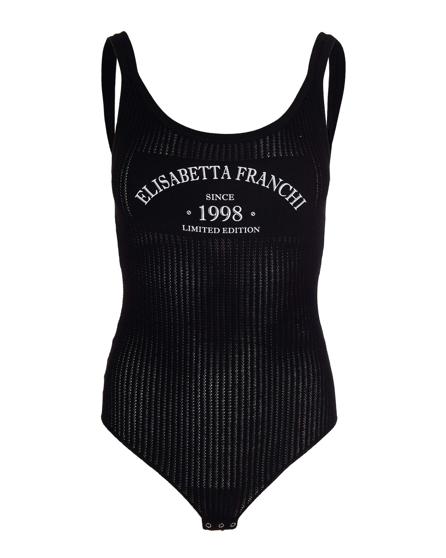 Ribbed Knit Bodysuit with Contrasting Logo Print