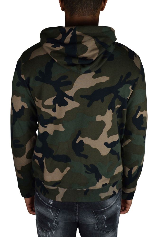 Camouflage Print Hooded Vest With Front Inscription