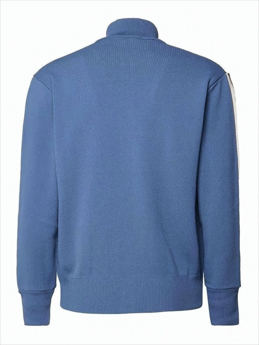 High Collar Zip-Up Jacket with Contrasting Stripes