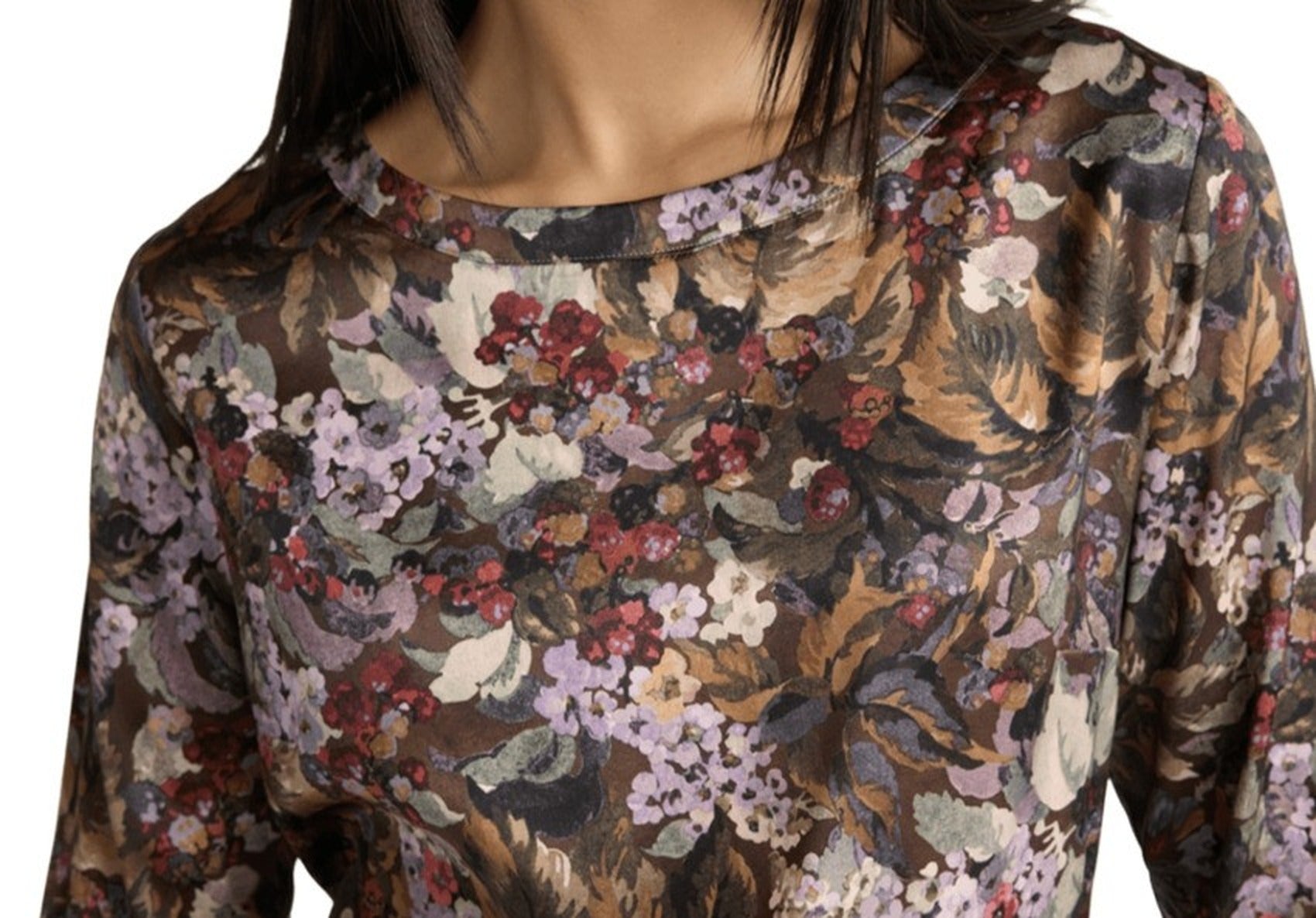Fitted Floral Print Shirt With Round Neckline