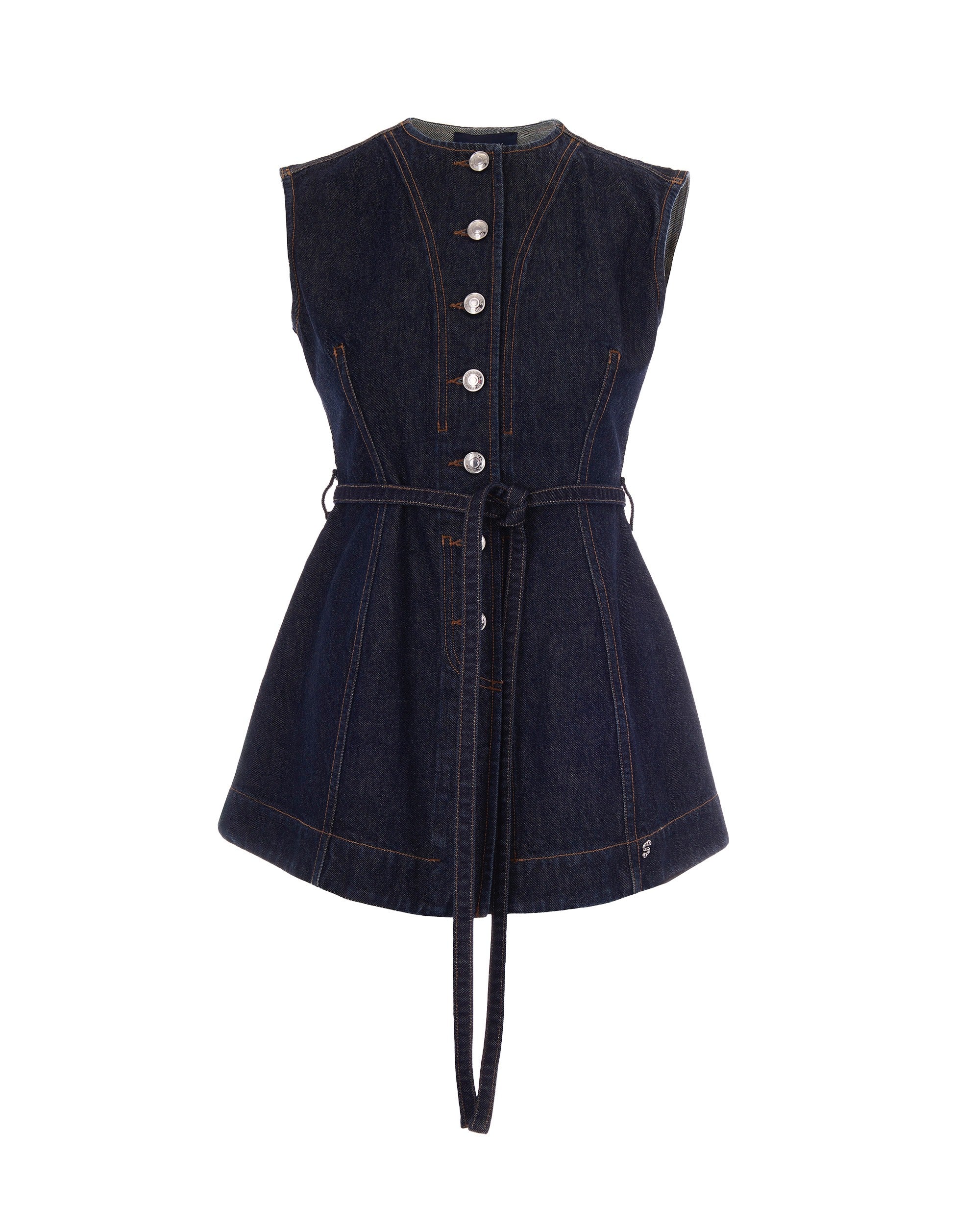 Sleeveless top in authentic indigo denim