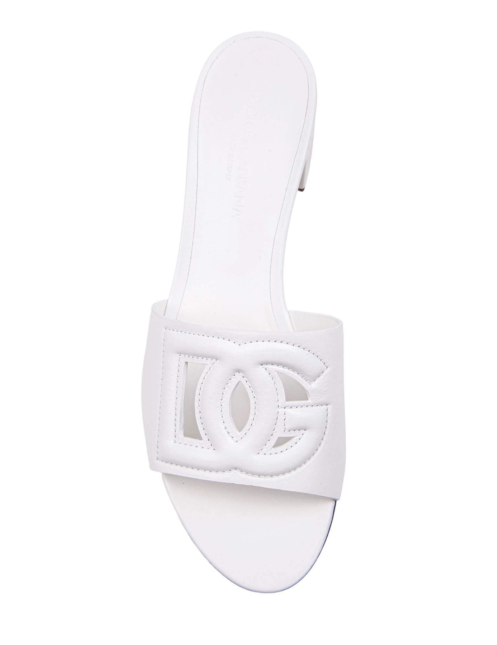 White Leather Mule With Dg Logo