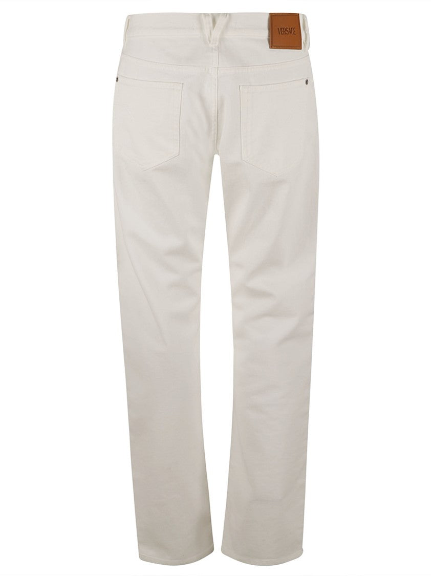Straight-Leg White Denim Jeans With Design