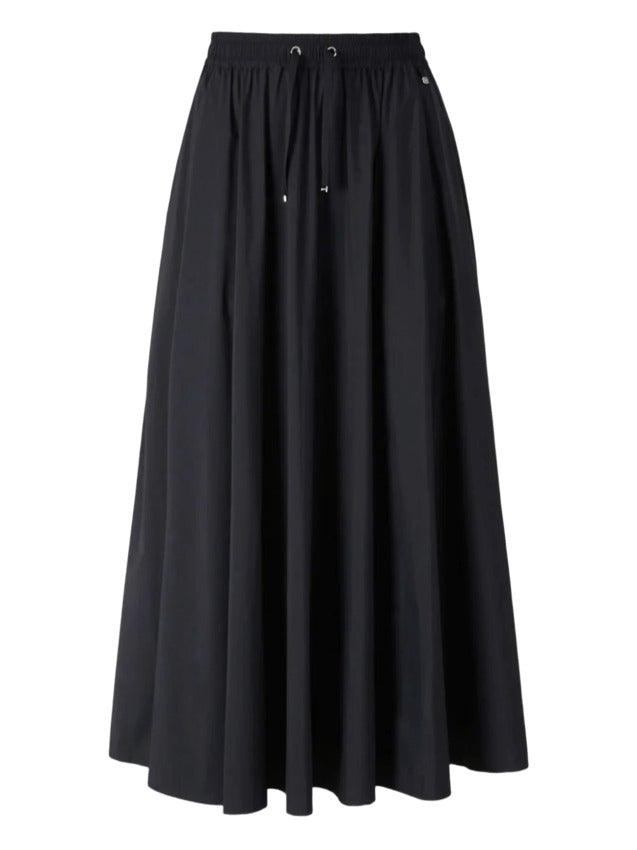 Flowing Black Midi Skirt with Elastic Waistband