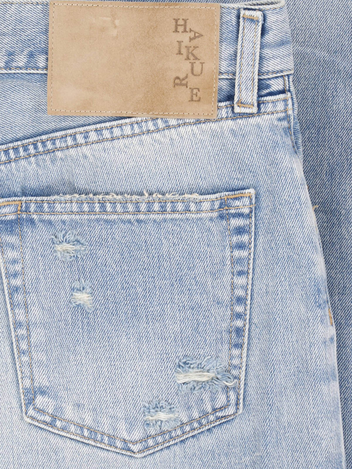 Light Blue Flora Flared Distressed Jeans
