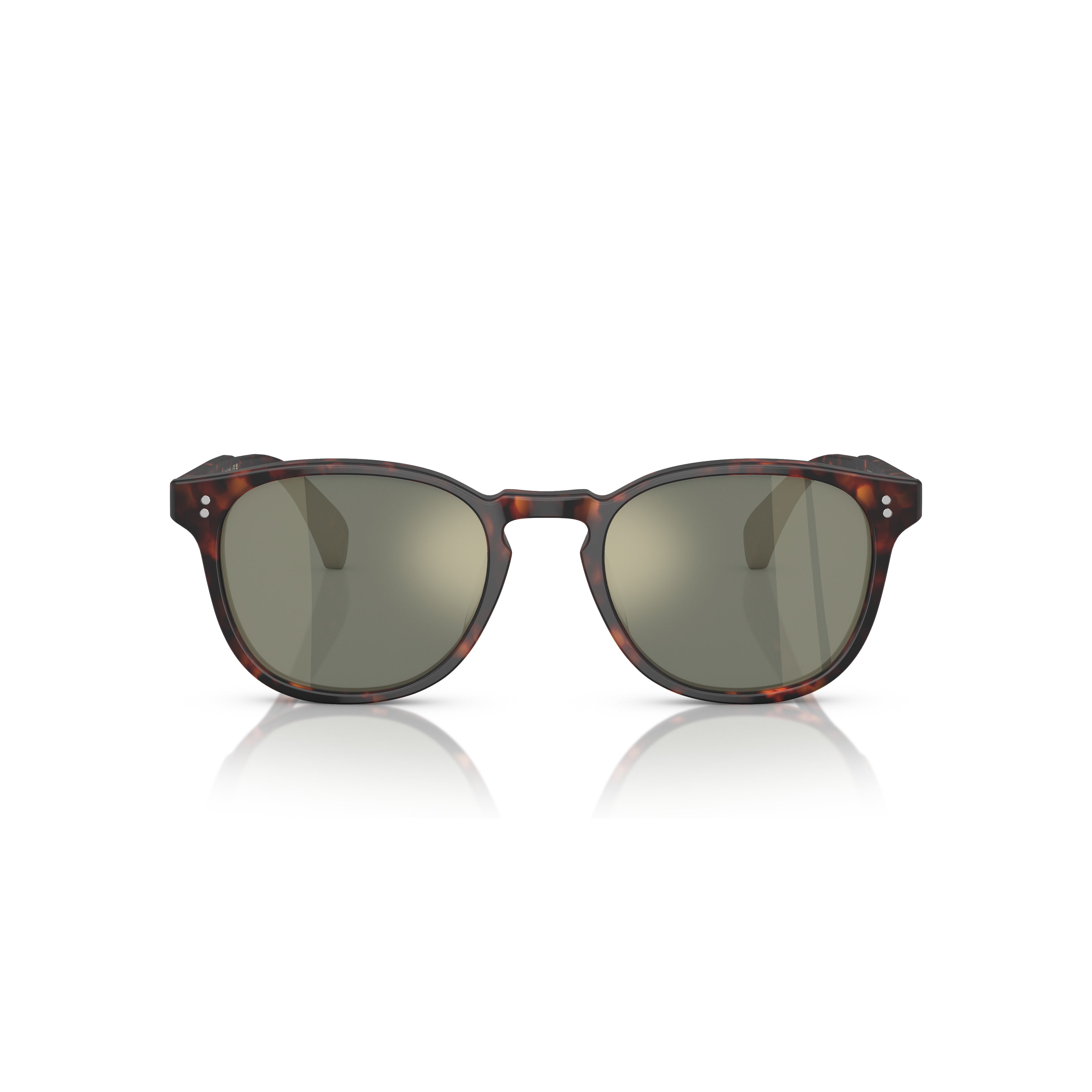 0ov5298su Classic Round Frame Tortoiseshell Sunglasses with Reflective Lenses