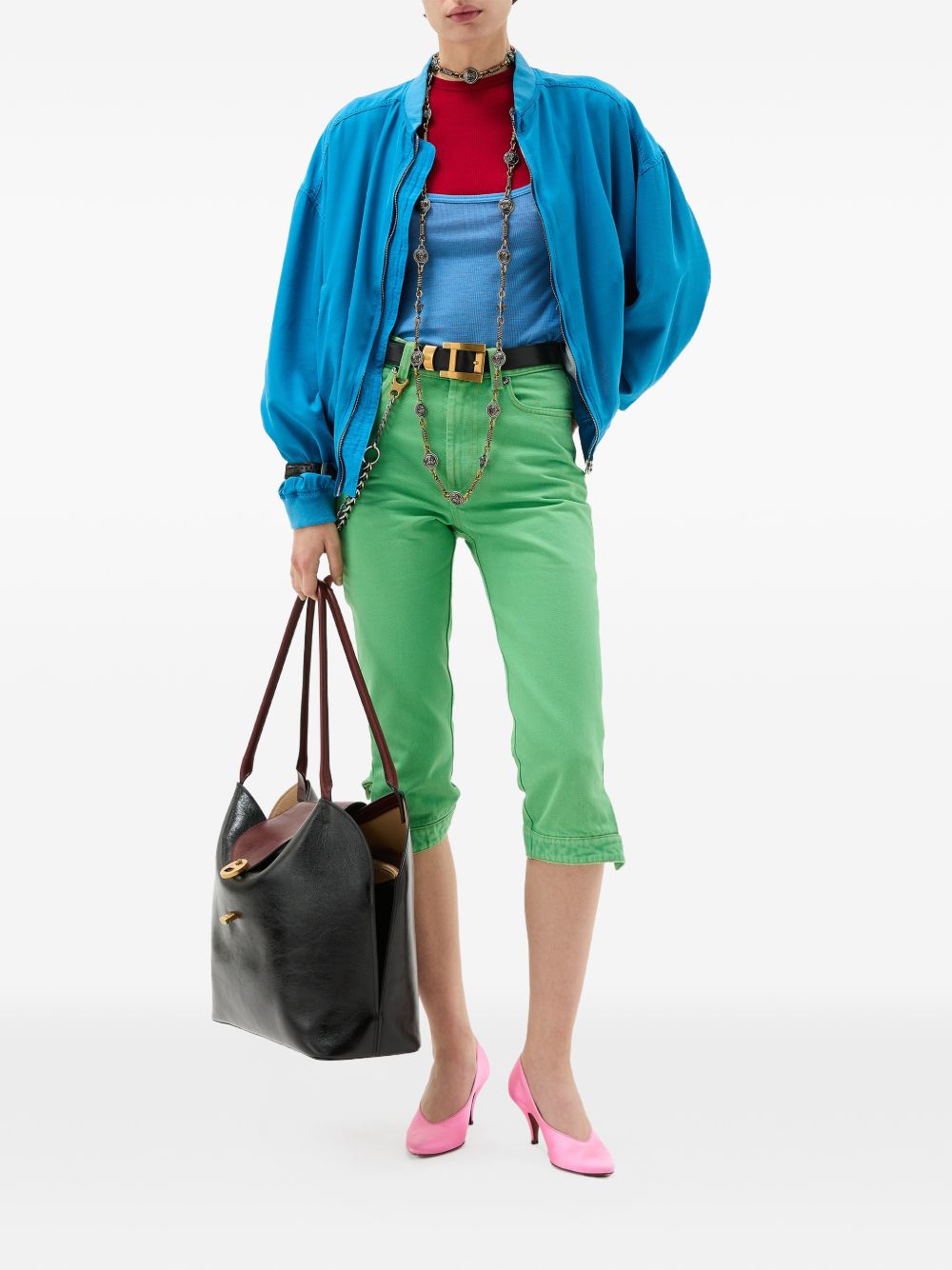 Vibrant Blue Silk And Nylon Bomber Jacket