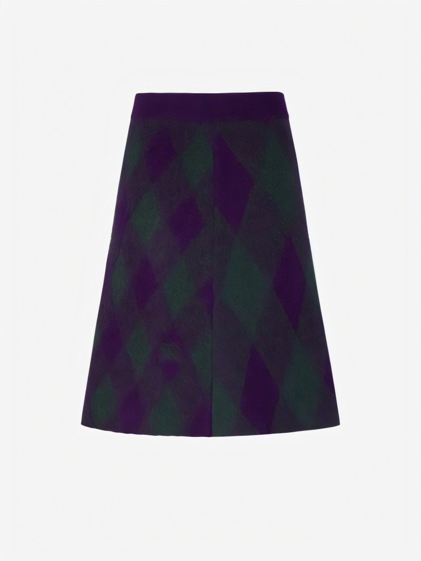 Mid-Length Skirt With Diamond Pattern In Deep Hues