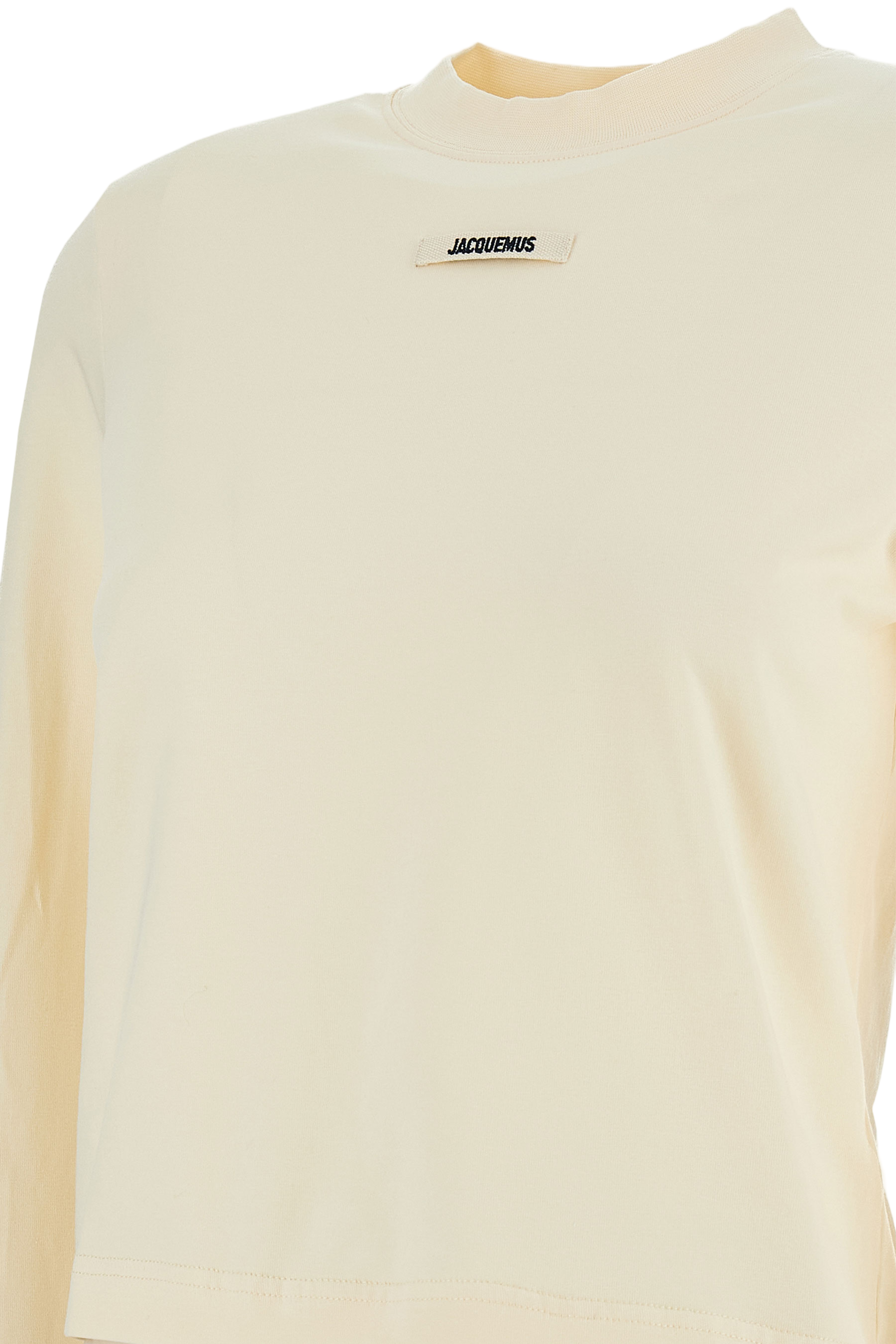 Cropped Cream Long-Sleeved T-Shirt