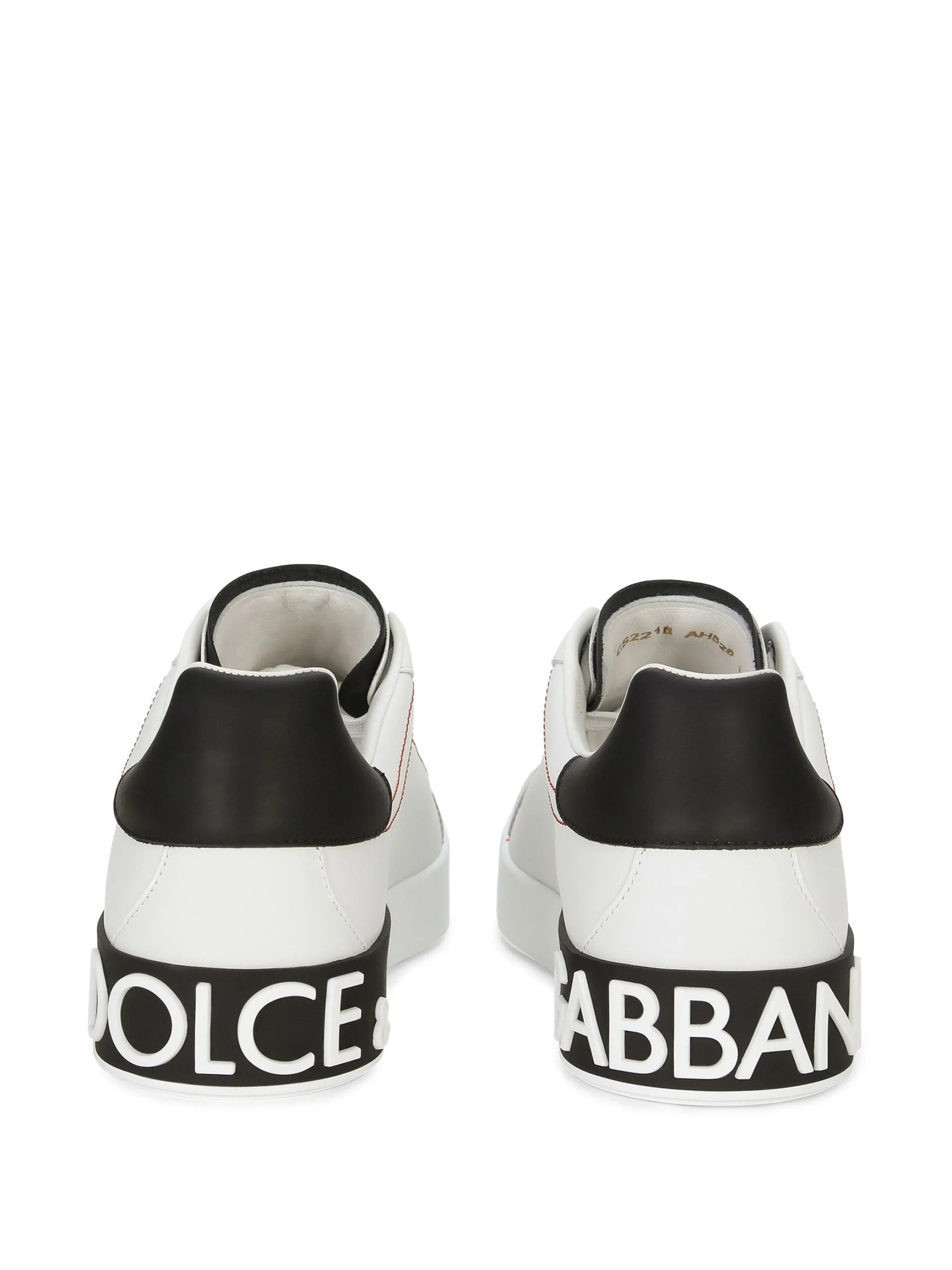 White Low-Top Red Stitching Leather Sneakers