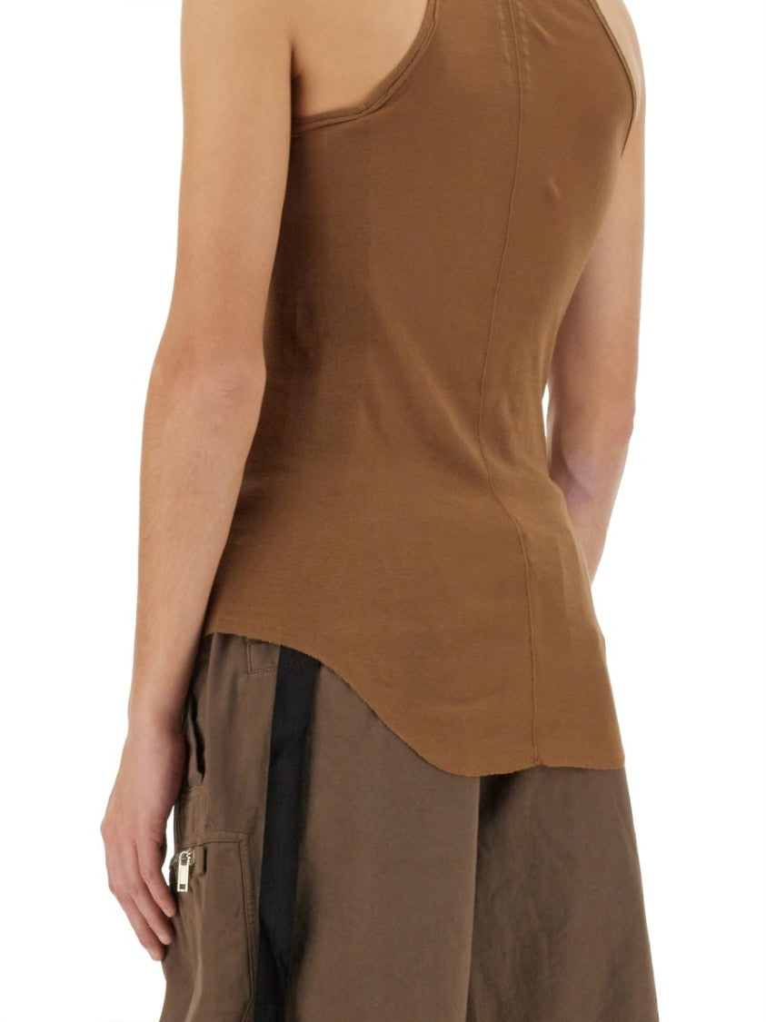 Slim-Fit Brown Cotton Tank Top