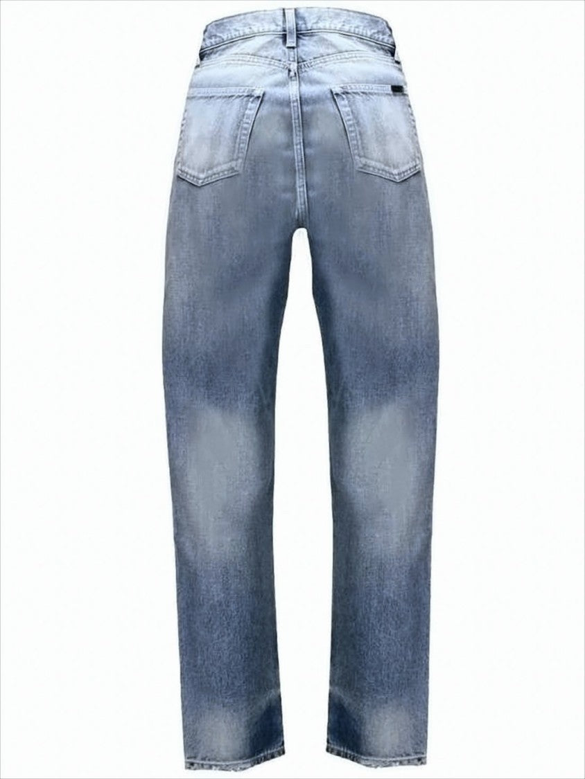Classic Straight-Leg Denim Pants with Wash Effect