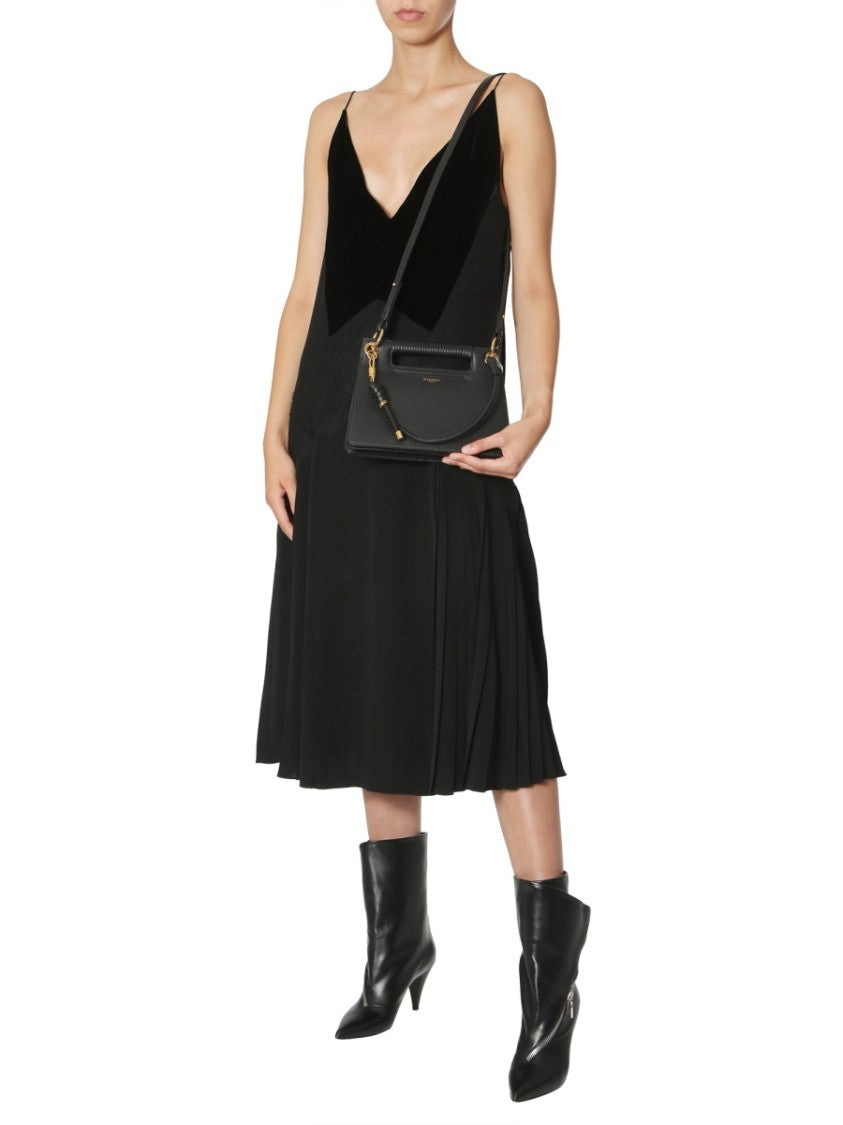 Midi Dress With Velvet Neck Detail