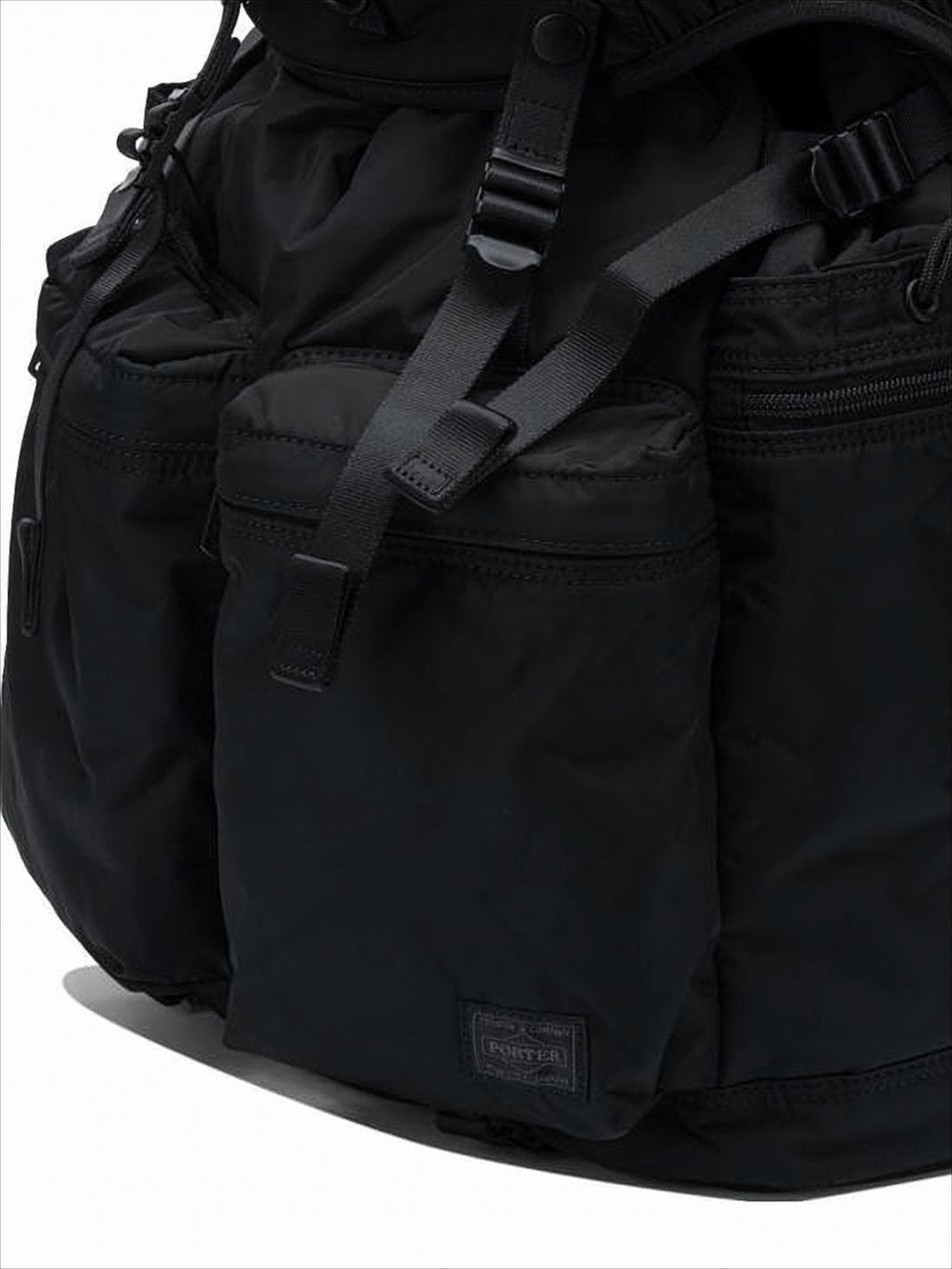 Spacious Black Nylon Backpack With Drawstring Closure