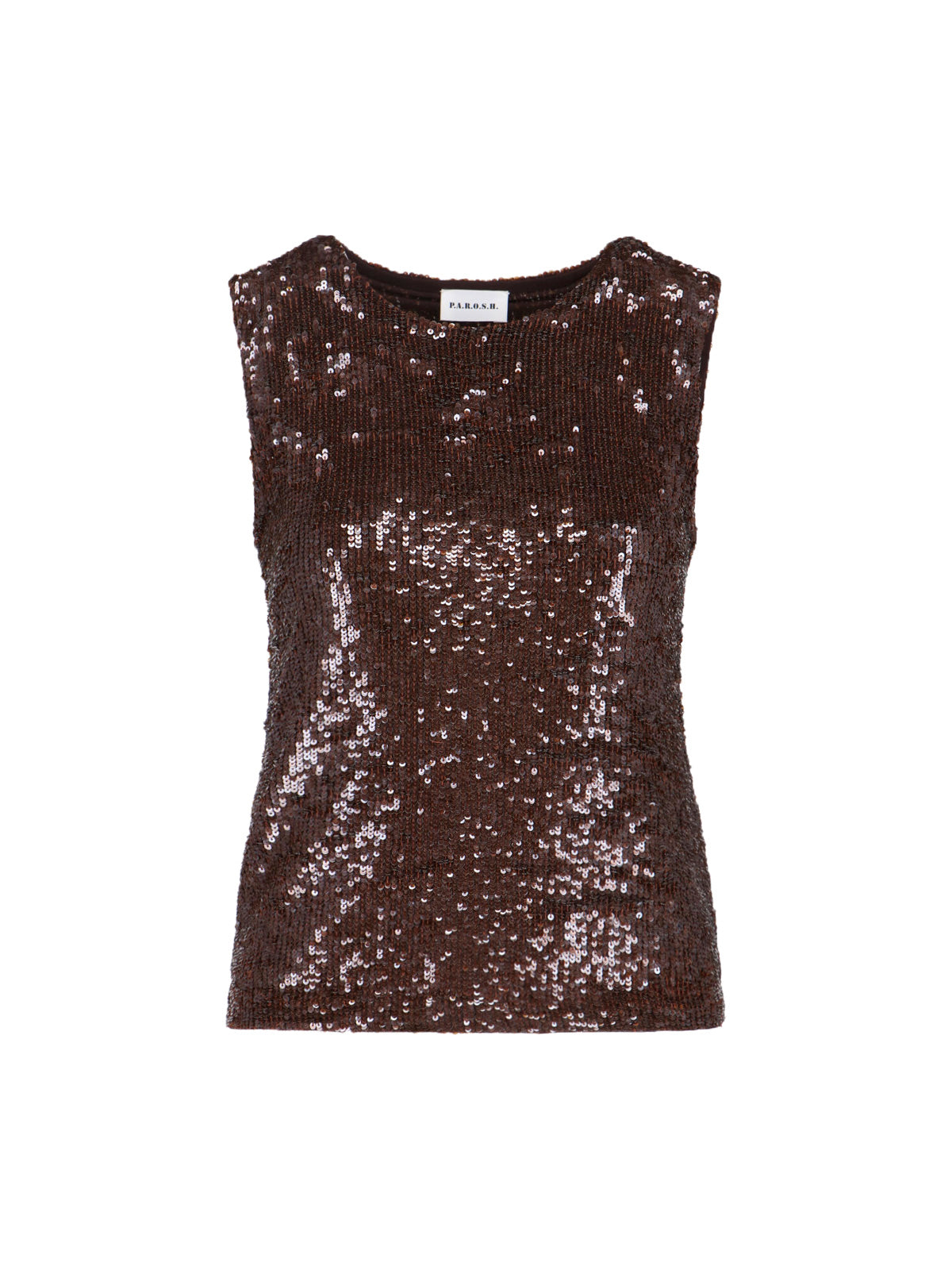 Brown Sequin Sleeveless Top