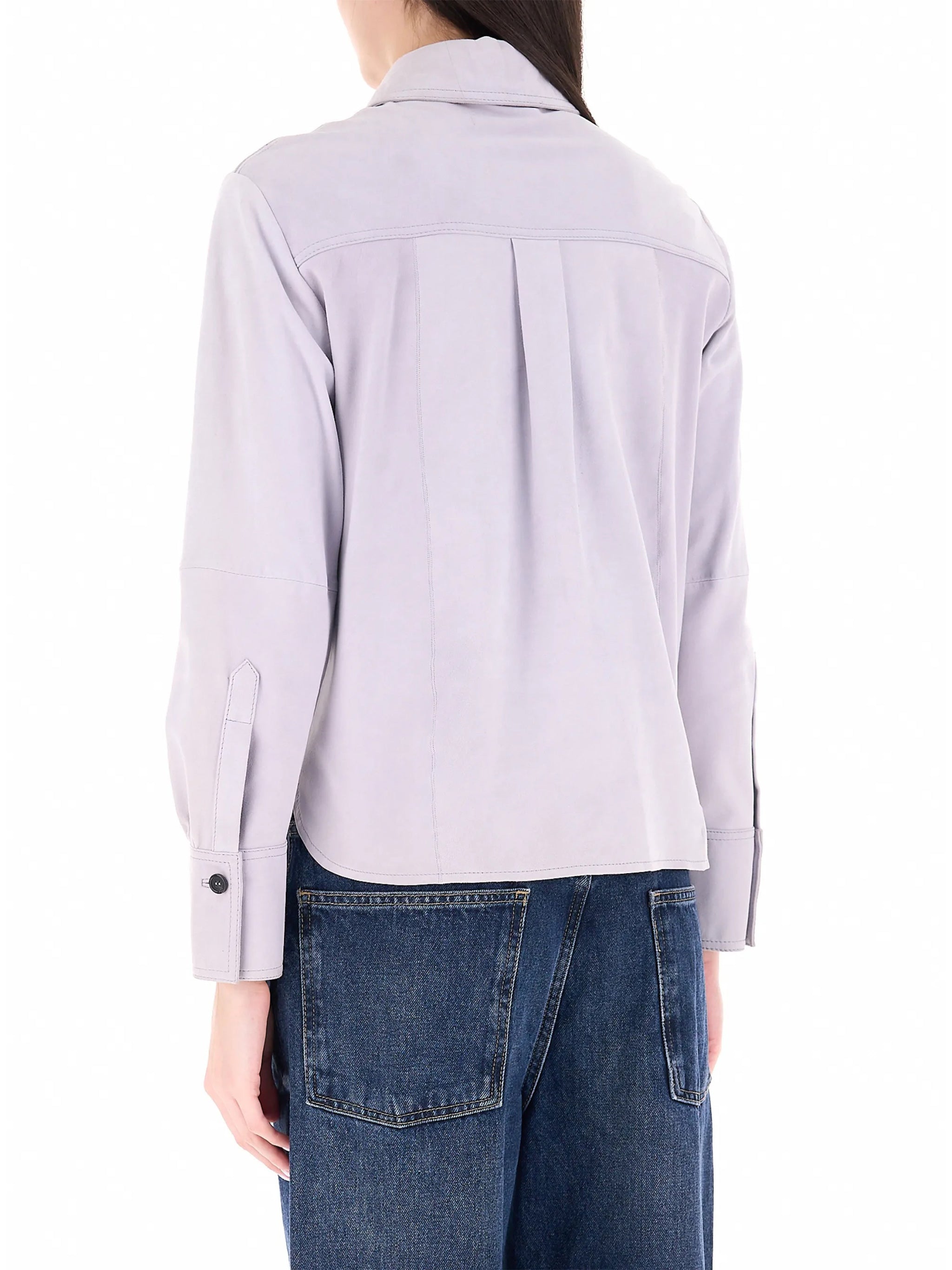 Lavender Mllapogeo Cropped Cotton Shirt Jacket