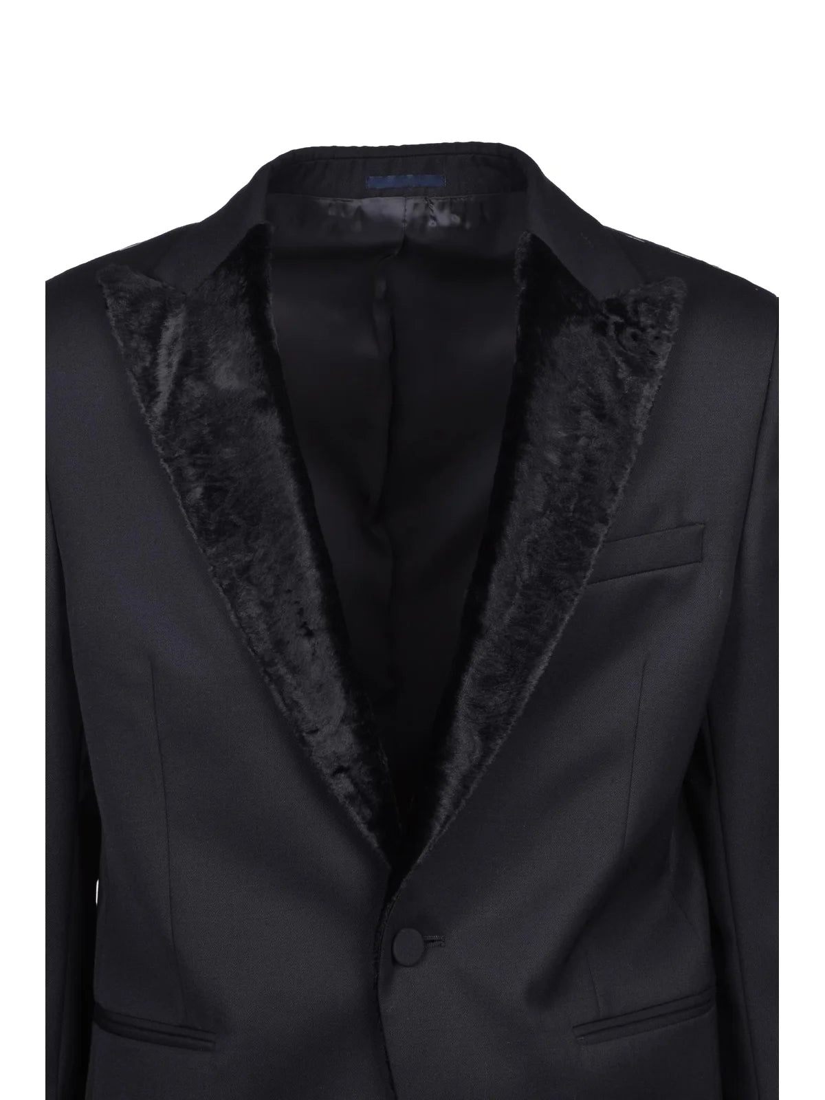 Black Virgin Wool Men's Velvet Tuxedo Jacket