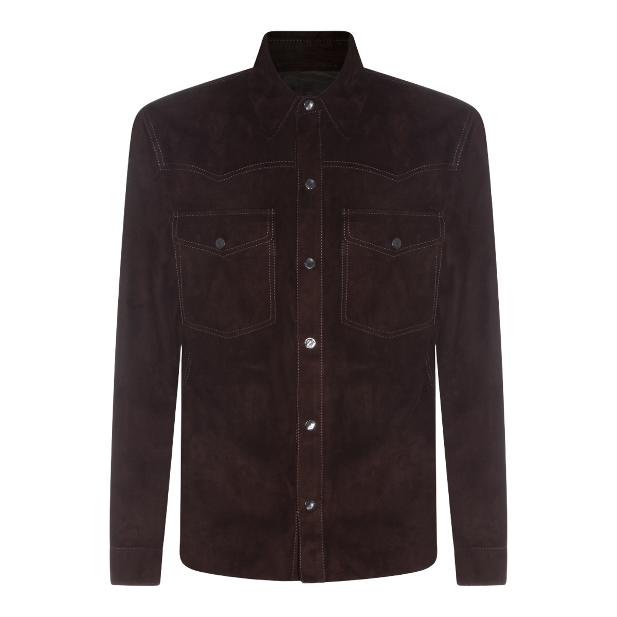 Dark Brown Suede Jacket With Structured Collar