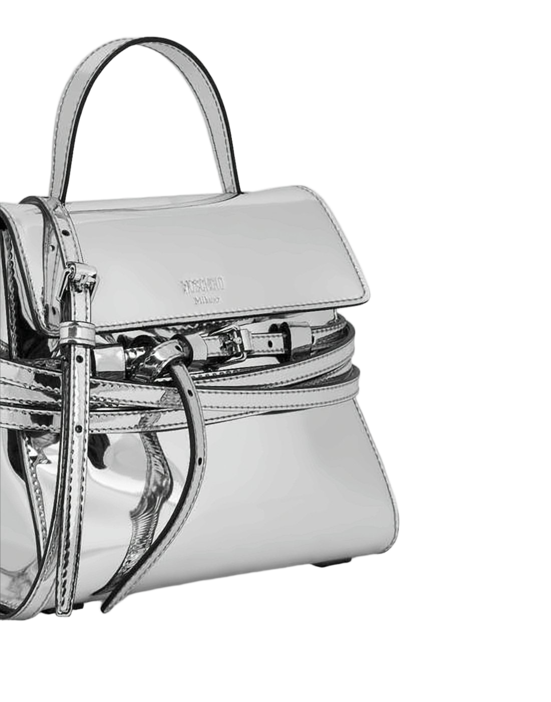 Reflective Silver Tote Bag with Structured Silhouette