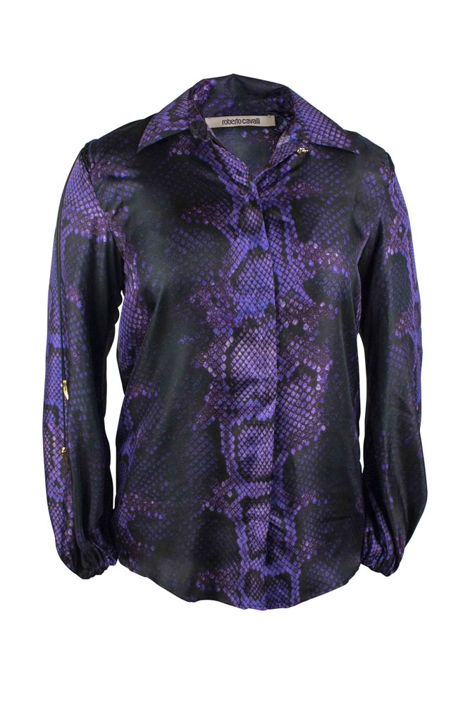 Purple Silk Shirt With Snake Skin Print