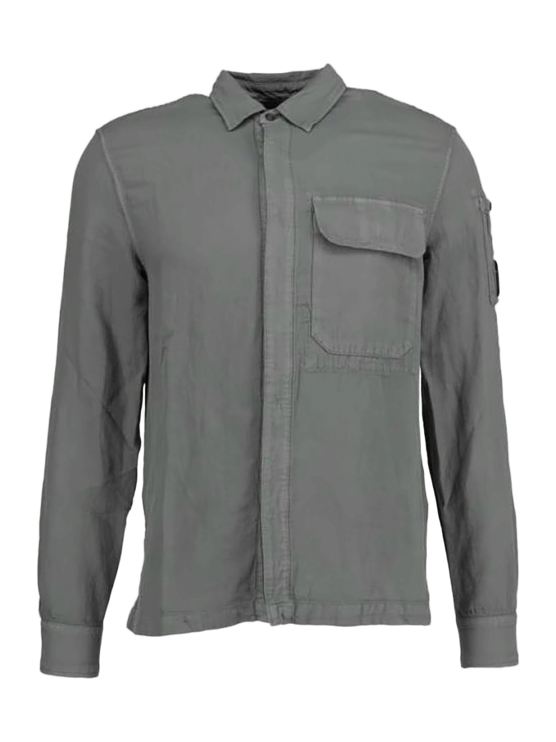 Textured Grey Long-Sleeve Shirt