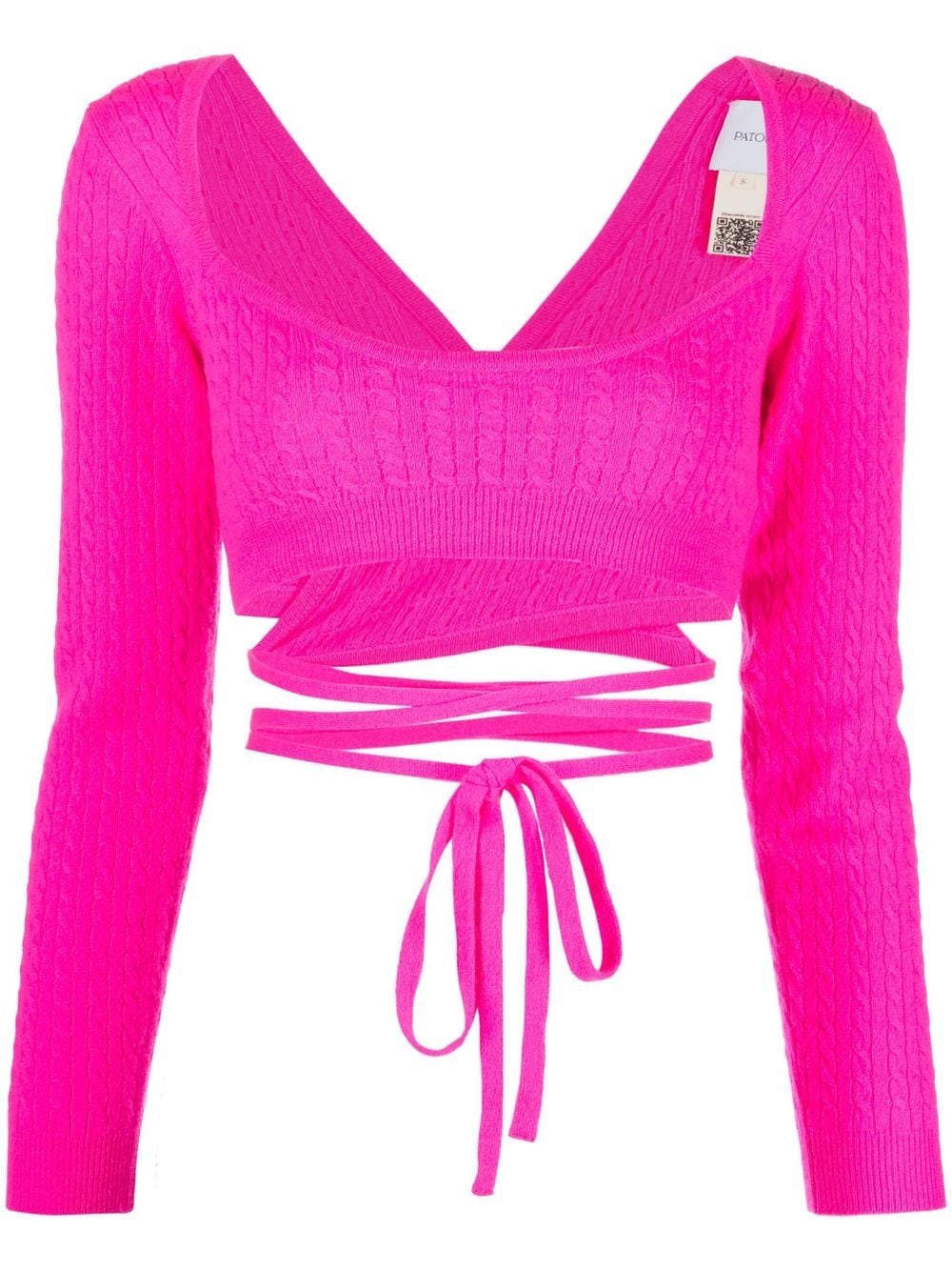 Cropped Tie-Fastening Wool-Cashmere Blend Top