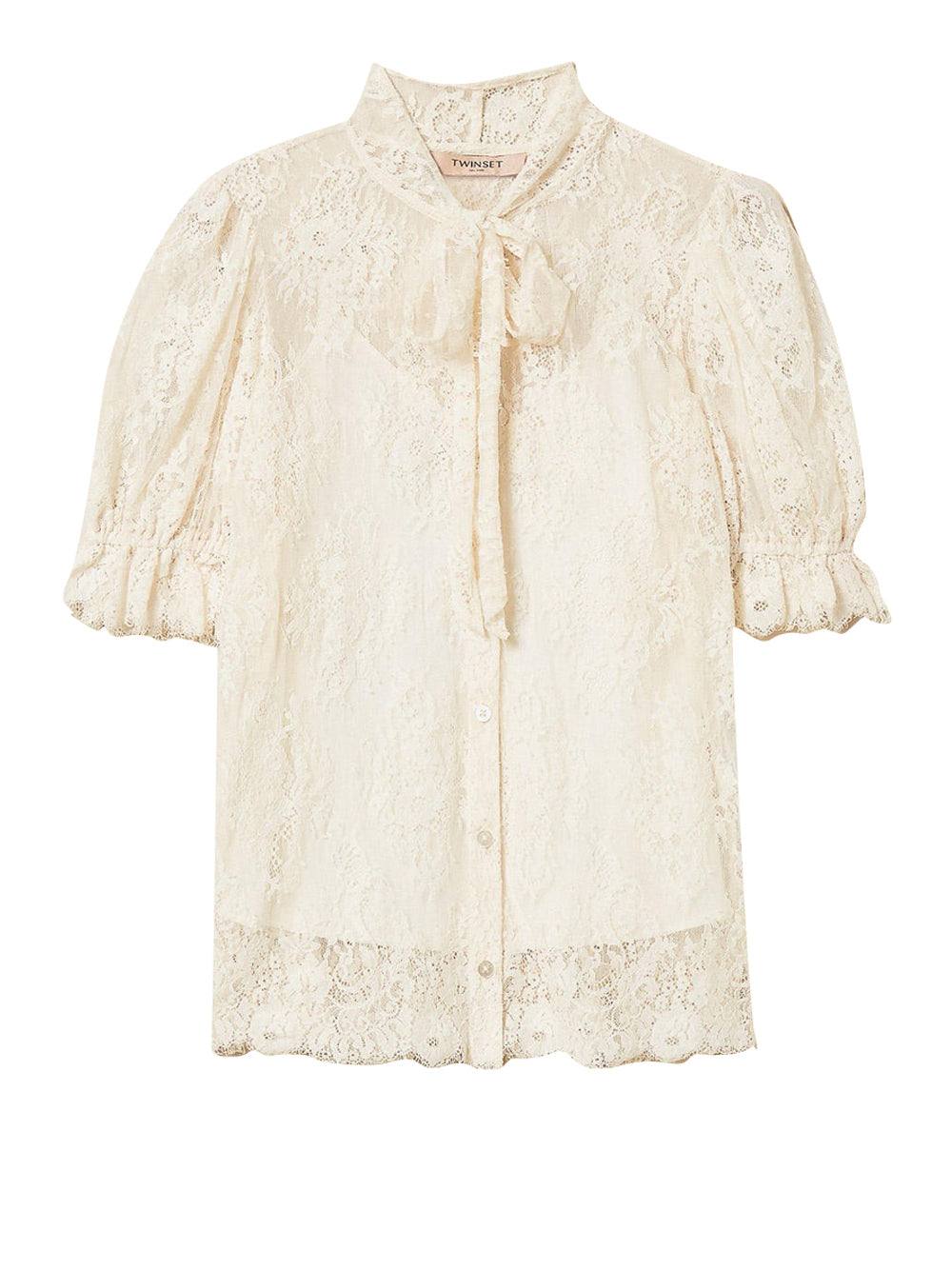 Lace Blouse with Puffed Sleeves