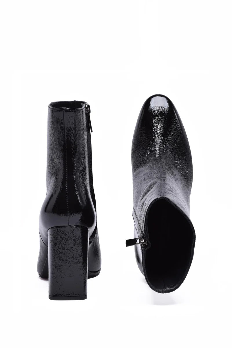 Patent Leather Ankle Boot - Black