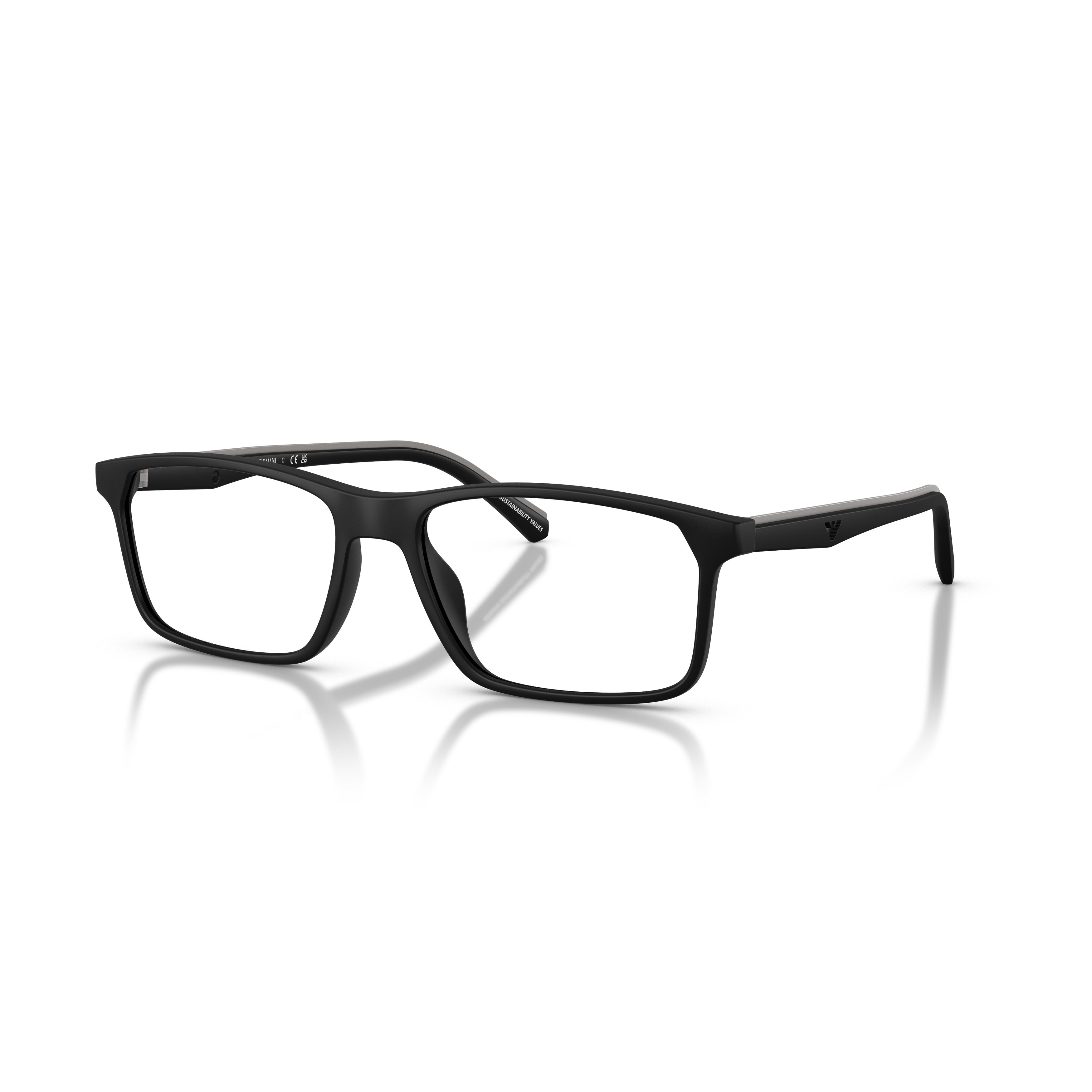 0ea3266u Matte Black Rectangular Eyeglasses with Subtle Logo