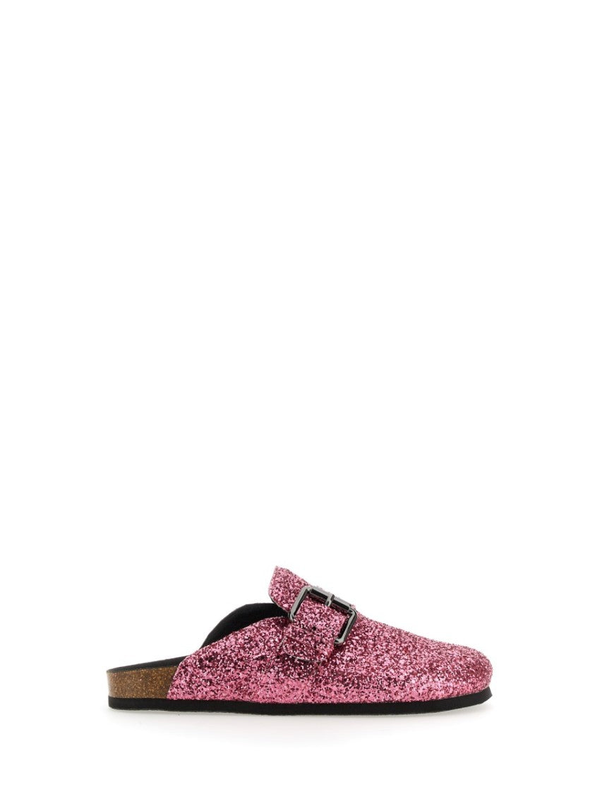 Glitter-Embellished Slip-On Sandals