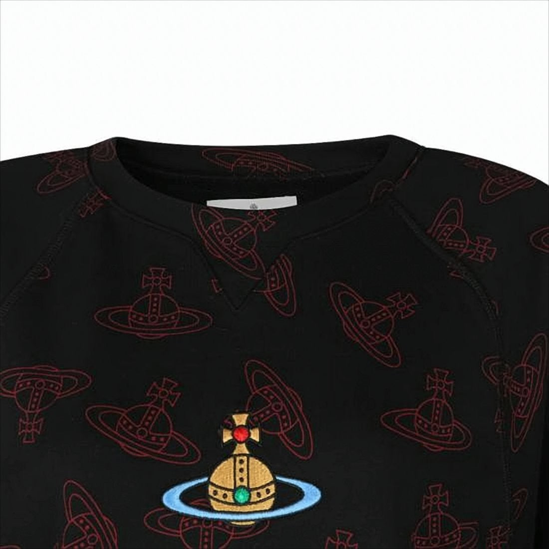 Long-Sleeve Black Shirt with Embroidered Orb Emblem