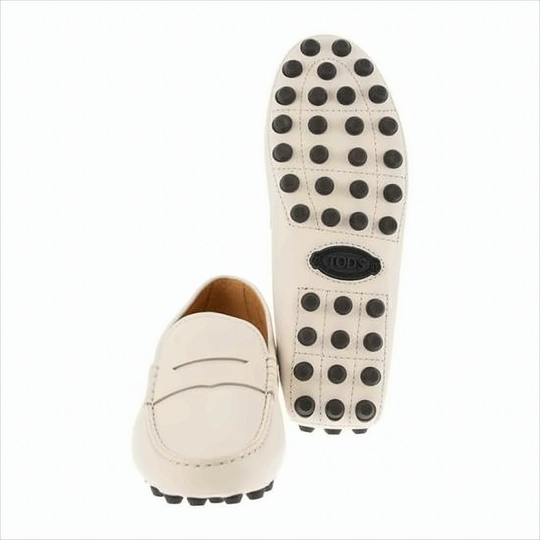 Leather Loafer with Penny Strap and Rubber-Studded Sole