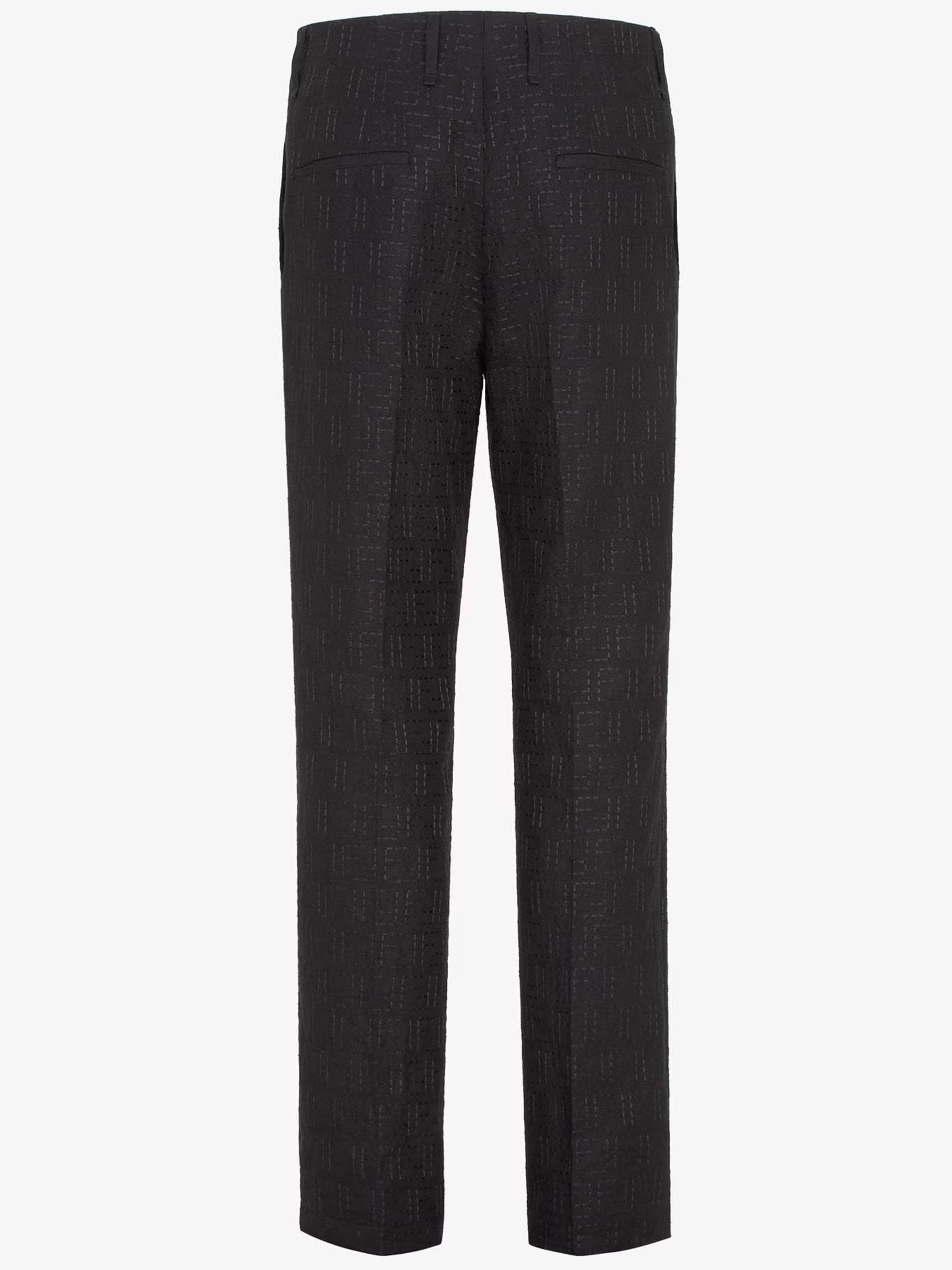 Tailored Black Linen Cropped Side-Slit Trousers