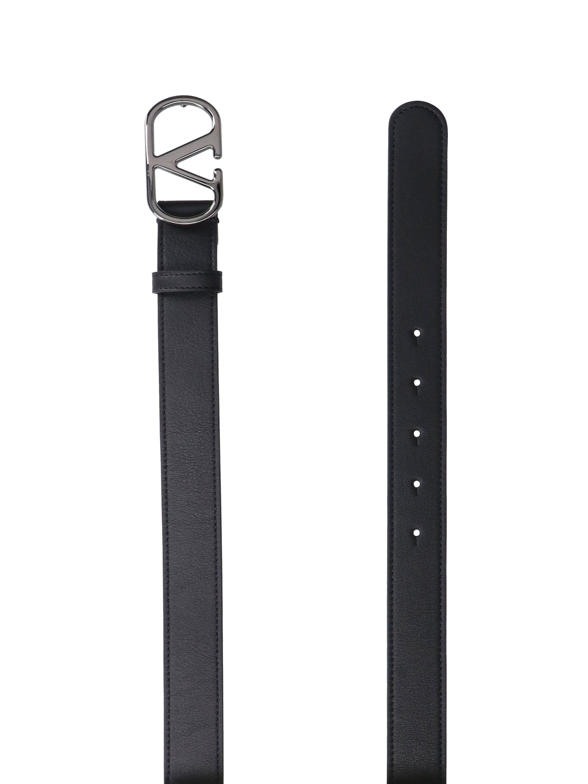 Black Polished Leather Classic Buckle Belt