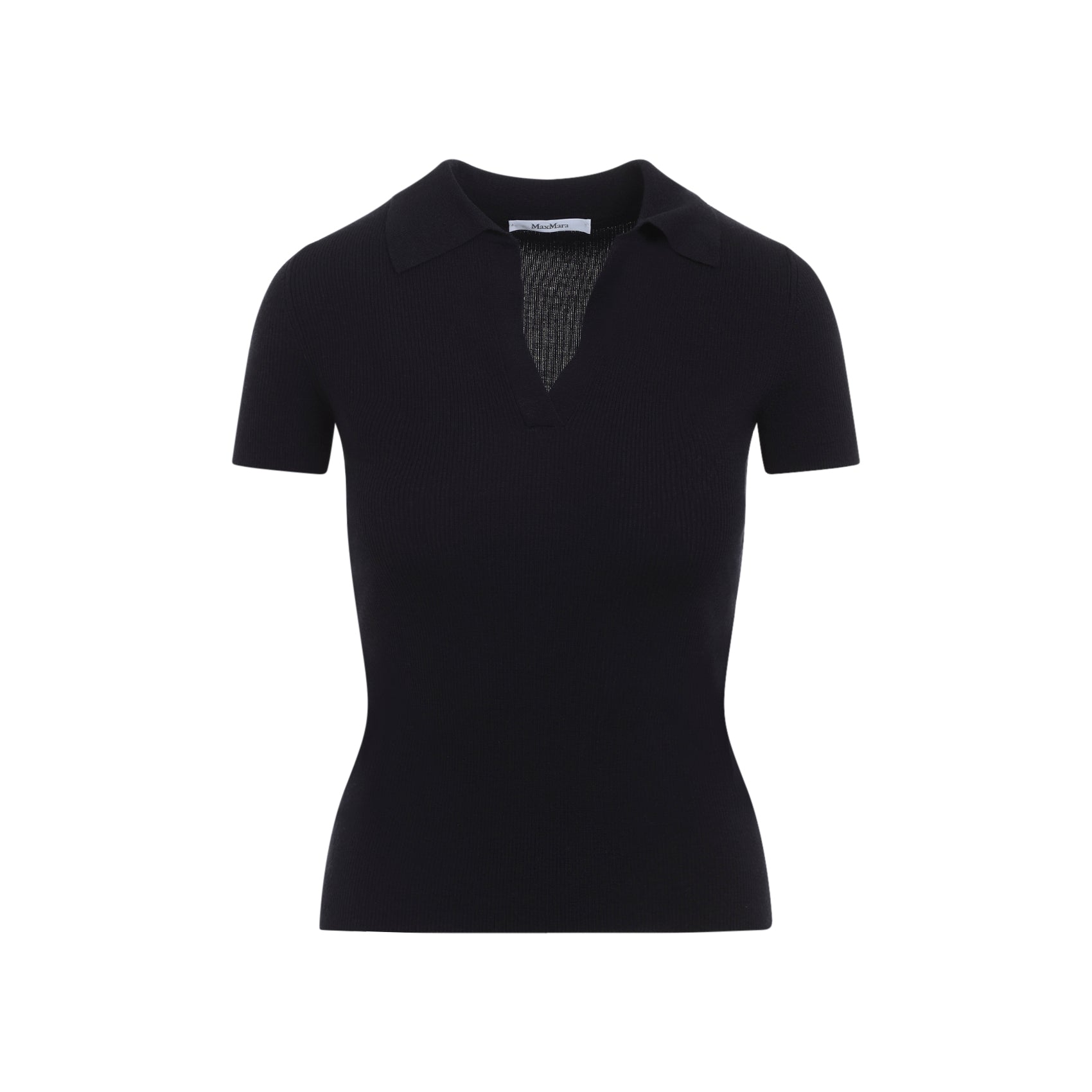 Fitted Short-Sleeve Sweater With Deep V-Neck