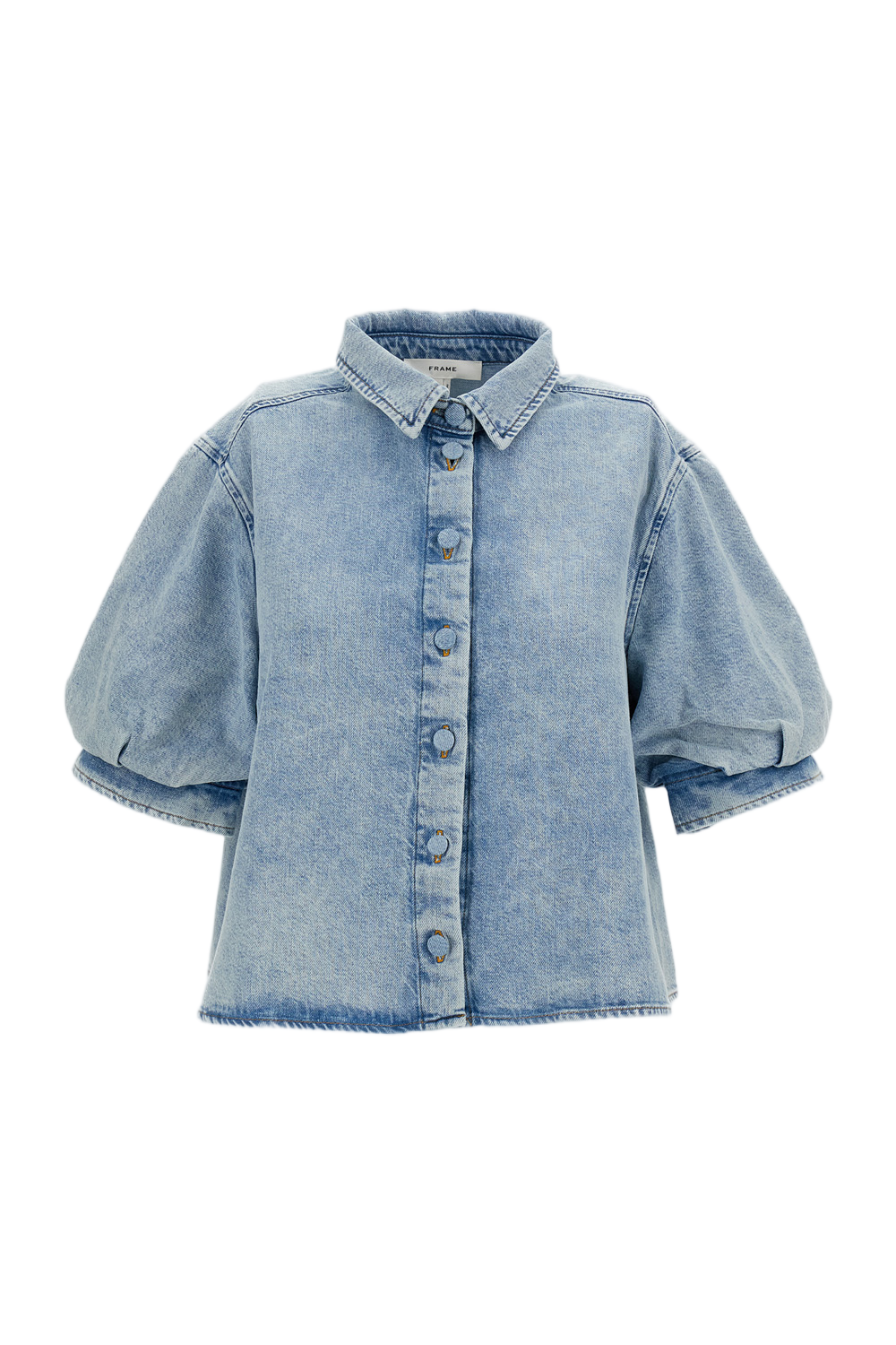 Short-Sleeved Denim Chambray Billow Shirt