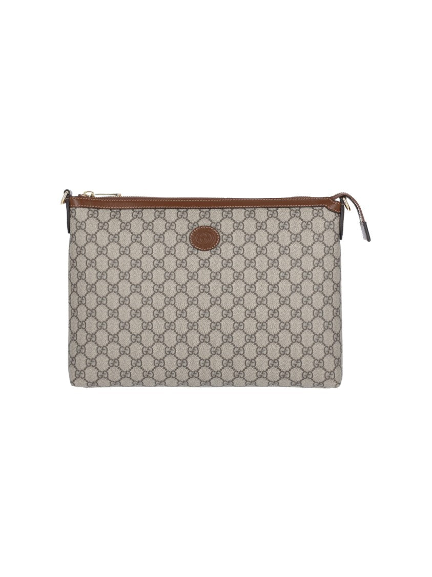 Gucci Jacquard 'Gg Supreme' Shoulder Bag With Leather Accents