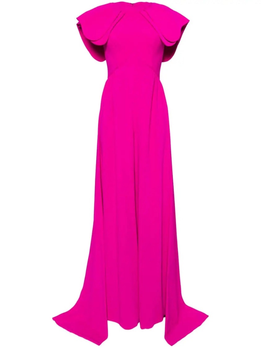 Crepe Jumpsuit, With Back Overskirt