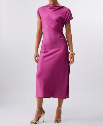 Pink Back V Neck Short Dress
