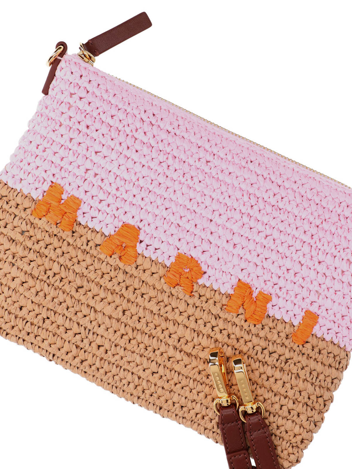 Pink Seaside Woven Raffia Pouch