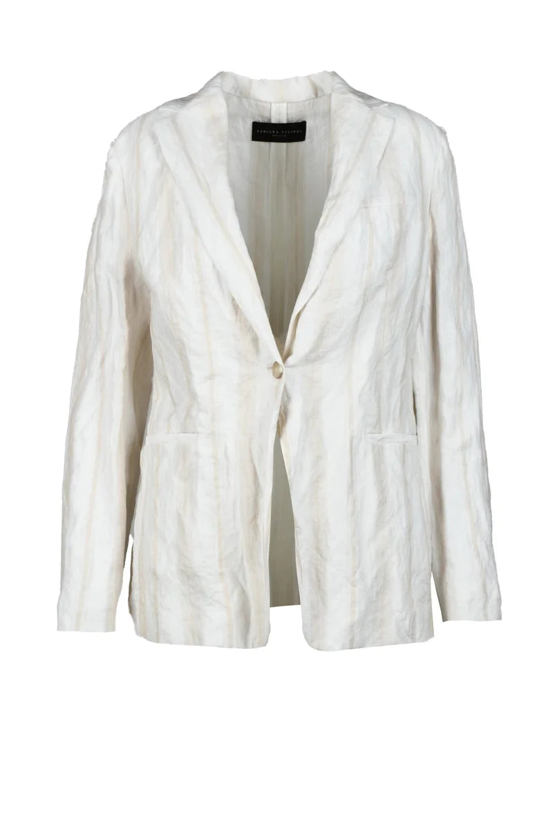 Jacket Cotton Metallic Fiber - White/Beige