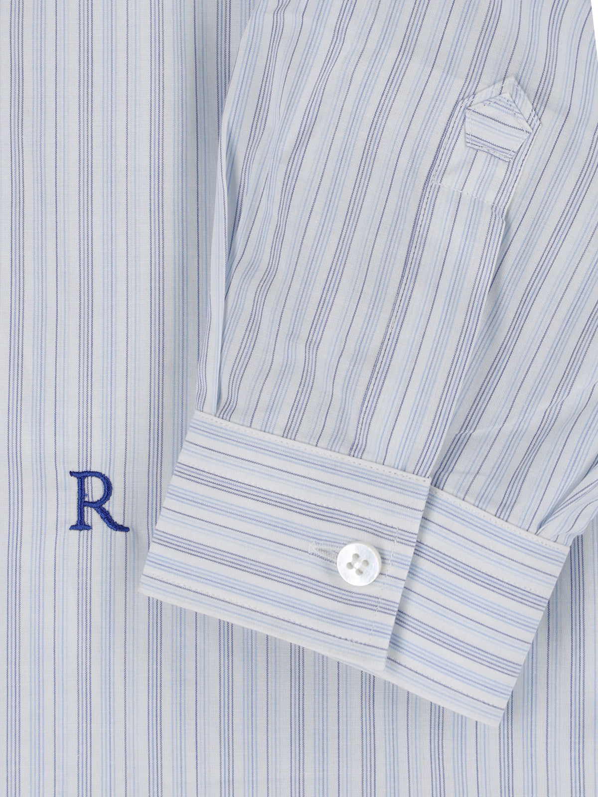 Light Blue Striped Cotton Silk Shirt
