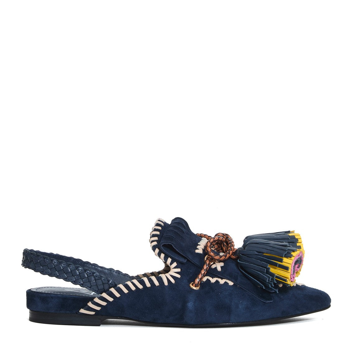 Slingback Blue Suede Tassels