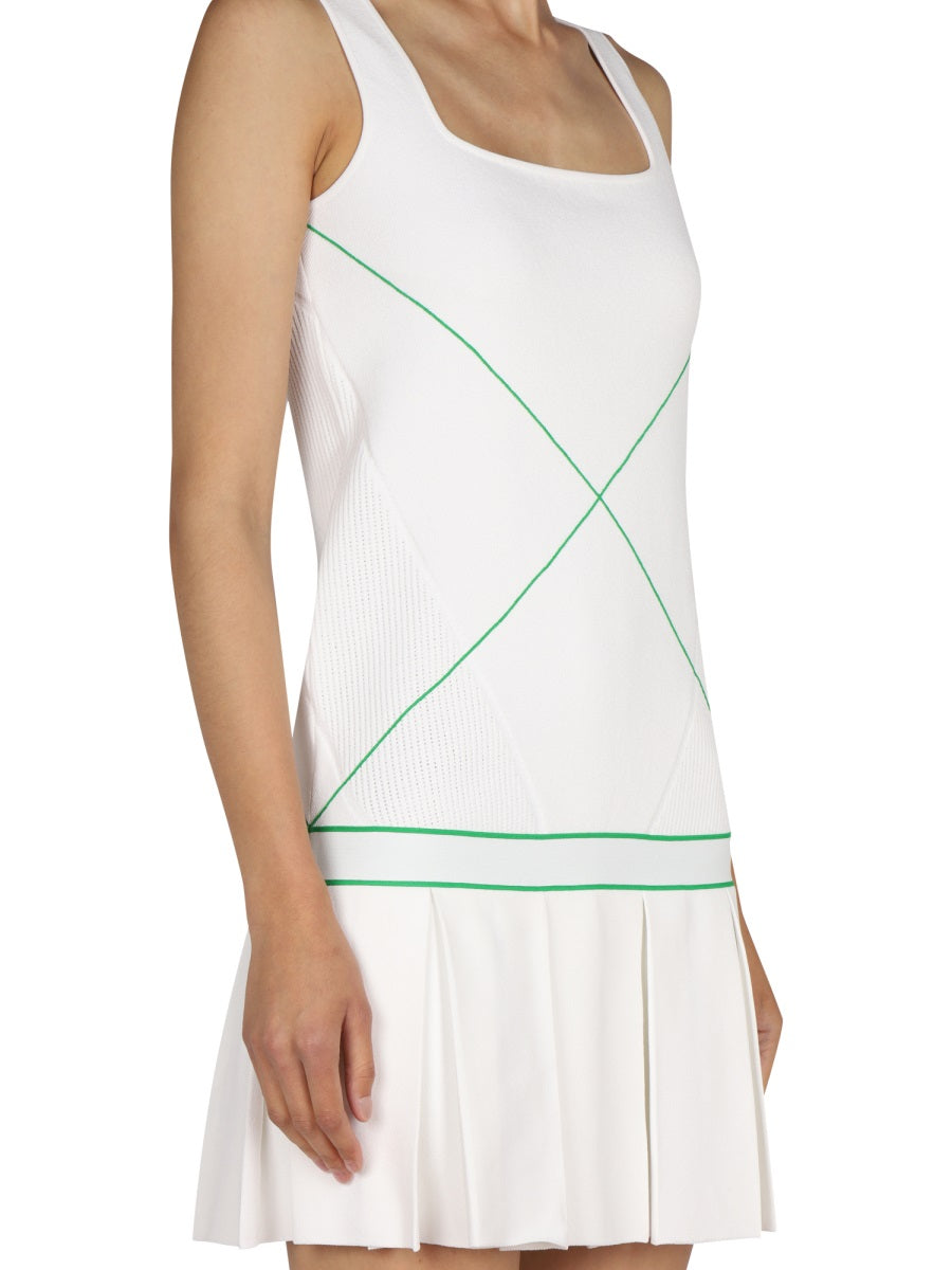 Logo Embroidery Day Dress with Elastic Waistband